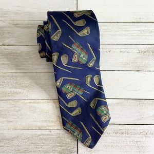 BROOKS BROTHERS MAKERS Golf Club Print All Silk Necktie Tie